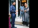 The image shows Vasundhara Raje with the boy whose rendition of Teri Mitti wowed her.