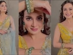Dia Mirza's golden yellow backless lehenga is perfect for destination wedding (Instagram/diamirzaofficial)