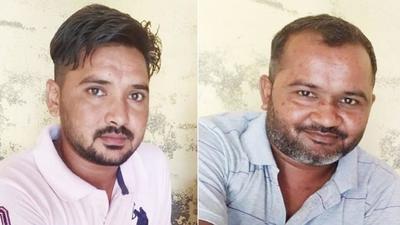 Brothers Gurmukh Singh, 31, of Hayatpur village and his brother Vikram Singh, 30, who were crushed under a school van in Ludhiana. (HT Photo)