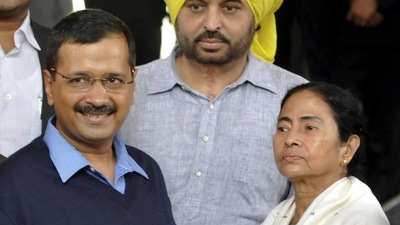 While both the parties, the AAP and the TMC, share cordial ties at the national level, they are vying to take the lead to be the prime opposition to the Bharatiya Janata Party (BJP) ahead of the polls. (HT File)