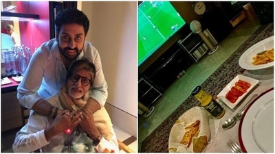 Amitabh Bachchan shared a photo of his meal and Abhishek Bachchan responded to it. Amitabh Bachchan shared a photo of his meal and Abhishek Bachchan responded to it.