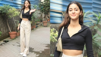 Ananya Panday were spotted at filmmaker Aanand L Rai's office on Tuesday. She also stars in upcoming movie Gehraiyaan. (Varinder Chawla) Ananya Panday were spotted at filmmaker Aanand L Rai's office on Tuesday. She also stars in upcoming movie Gehraiyaan. (Varinder Chawla)