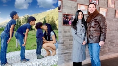 Celina Jaitly has shared all that went behind the camera as she got a picture clicked with husband Peter Haag.&nbsp;