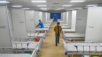 The Covid-19 facility at Delhi's Commonwealth Games Village is being readied in view of the rising Omicron cases in the Capital. (PTI) The Covid-19 facility at Delhi's Commonwealth Games Village is being readied in view of the rising Omicron cases in the Capital. (PTI)
