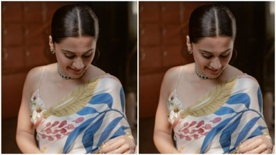 Taapsee accessorised her look with emerald ear studs, an emerald choker and silver rings from the shelves of House of Shikha and Anmol Jewellers. (Instagram/@taapsee)