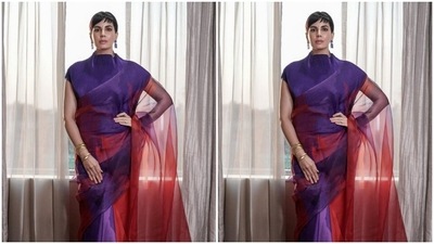 Kirti played muse to fashion designer Payal Khandwala and picked a silk organza saree from her wardrobe. (Instagram/@iamkirtikulhari)