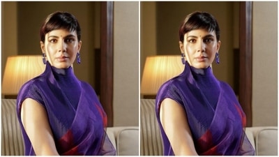 Kirti accessorised her look with purple earrings, golden bangles and a ring from the shelves of Karishma Joolry, Parina International and Radhika Agrawal. (Instagram/@iamkirtikulhari)