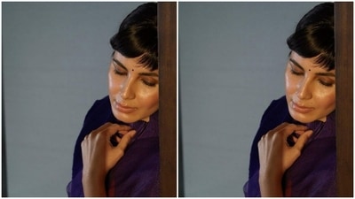Assisted by makeup artist Nidhi Agarwal, Kirti decked up in nude eyeshadow, black eyeliner, mascara-laden eyelashes, contoured cheeks and a shade of nude lipstick. (Instagram/@iamkirtikulhari)