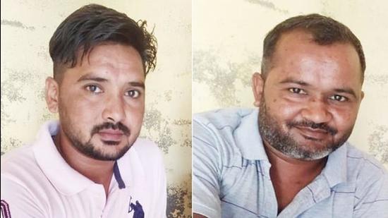 Brothers Gurmukh Singh, 31, of Hayatpur village and his brother Vikram Singh, 30, who were crushed under a school van in Ludhiana. (HT Photo)