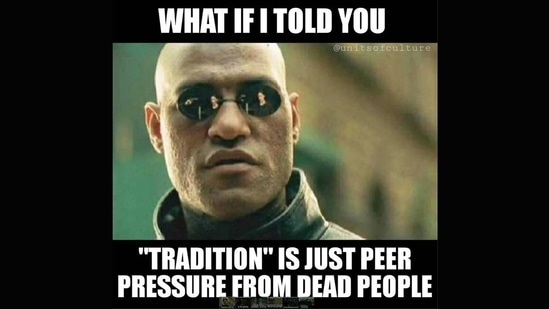 Morpheus doesn’t actually say the words “What if I told you…?” in the 1999 film. But you get the drift. Use this meme when you’re about to blow someone’s mind with a banal fact or bust a silly myth.(Courtesy: Warner Bros.)