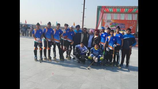 The Chandigarh junior roller skating team which won the national championship. (HT Photo)