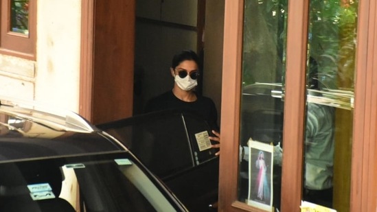 Deepika Padukone was seen at a dubbing studio in Bandra on Tuesday. She is looking forward to the release of her film 83 this Friday and just saw the teaser release of her next, Gehraiyaan. (Varinder Chawla)