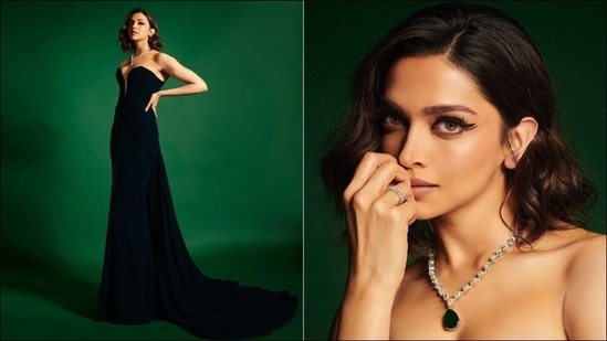 Styled by Shaleena Nathani, Deepika opted for a nude makeup look and amplified the glam quotient with a dab of nude pink lipstick, rosy blushed and highlighted cheeks, black winged eyeliner streaks, mascara-laden eyelashes and filled-in eyebrows.(Instagram/deepikapadukone)