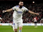 Karim Benzema scoring against Athletic Bilbao.