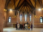 Christians offer prayers inside the Saint Lukes church in Srinagar, which opened for public on Thursday.(PTI Photo) Christians offer prayers inside the Saint Lukes church in Srinagar, which opened for public on Thursday.(PTI Photo)