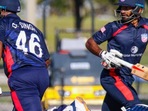 USA cricketers during the T20I against Ireland.