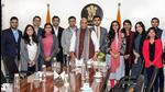 Defence minister Rajnath Singh interacts with Indian students at Harvard Business School and Harvard Kennedy School, in New Delhi on Wednesday. (PTI) Defence minister Rajnath Singh interacts with Indian students at Harvard Business School and Harvard Kennedy School, in New Delhi on Wednesday. (PTI)