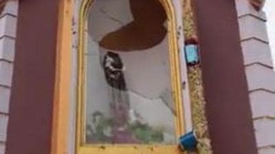 A parishioner reported the damage caused to a statue of St Antony before a police complaint was lodged. (Twitter)