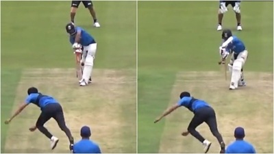 Deepak Chahar bowling in the nets. (Twitter/Deepak Chahar) Deepak Chahar bowling in the nets. (Twitter/Deepak Chahar)