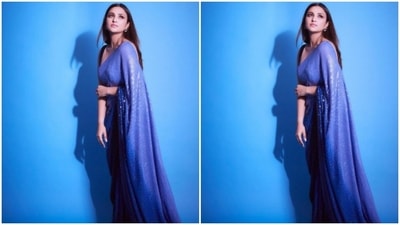 Assisted by makeup artist Maniasha, Parineeti opted for a minimal makeup look. She decked up in soft maroon eyeshadow, black eyeliner, mascara-laden eyelashes, contoured cheeks and a shade of soft pink lipstick. (Instagram/@parineetichopra)