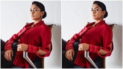For footwear, Mrunal opted for classic black boots with heels from the shelves of Christian Louboutin. (Instagram/@mrunalthakur)