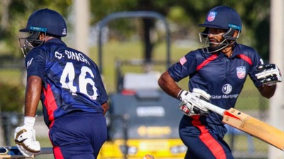USA cricketers during the T20I against Ireland. (Twitter/USA Cricket) USA cricketers during the T20I against Ireland. (Twitter/USA Cricket)
