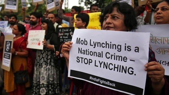 People shout anti-government slogans during a protest against what the demonstrators say are recent mob lynchings across the country, in Ahmedabad, in July 2018.(Reuters File Photo)