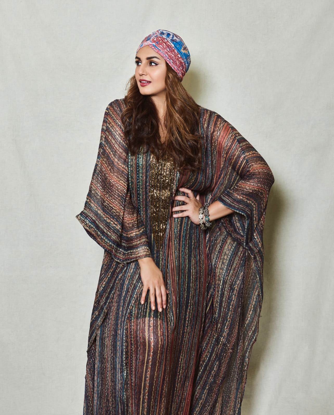 Huma Qureshi in a multi-coloured turban for the ultimate Bohemian vibe. (Image by Amigos Communications) Huma Qureshi in a multi-coloured turban for the ultimate Bohemian vibe. (Image by Amigos Communications)
