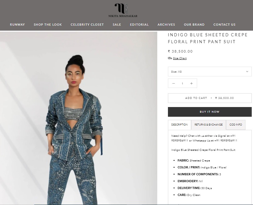 Mouni Roy's pantsuit from Nikita Mhaisalkar (nikitamhaisalkar.com)