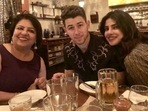 Priyanka Chopra with husband Nick Jonas and mother Dr Madhu Chopra. Priyanka Chopra with husband Nick Jonas and mother Dr Madhu Chopra.