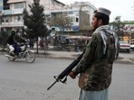 A Taliban fighter stands guard in Kabul, Afghanistan. REUTERS/Ali Khara
