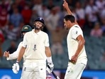 Mitchell Starc celebrates after taking the wicket of Joe Root(AP) Mitchell Starc celebrates after taking the wicket of Joe Root(AP)