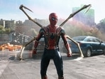 Tom Holland as Spider-Man in a scene from Spider-Man: No Way Home. Tom Holland as Spider-Man in a scene from Spider-Man: No Way Home.