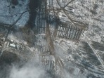 US, European and Ukrainian leaders have accused Russia of building up troops again near Ukraine’s border since October after an earlier brief buildup in April. In picture - Satellite image shows Russian military equipment in Yelnya, Russia.