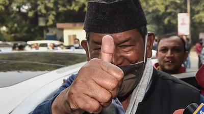 New Delhi: Former Uttarakhand chief minister Harish Rawat, who was feeling left out despite being named the party’s campaign committee chief, was all smiles after meeting with Congress leaders including Rahul Gandhi in Delhi. (PTI) New Delhi: Former Uttarakhand chief minister Harish Rawat, who was feeling left out despite being named the party’s campaign committee chief, was all smiles after meeting with Congress leaders including Rahul Gandhi in Delhi. (PTI)