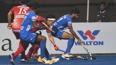 Indian hockey team in action against Japan during Asian Champions Trophy semi-final tie (@TheHockeyIndia) Indian hockey team in action against Japan during Asian Champions Trophy semi-final tie (@TheHockeyIndia)
