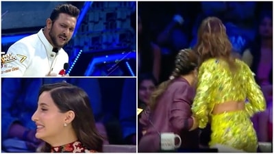 Terence Lewis, Malaika Arora and Geeta Kapur welcomed Nora Fatehi and Guru Randhawa on India's Best Dancer. Terence Lewis, Malaika Arora and Geeta Kapur welcomed Nora Fatehi and Guru Randhawa on India's Best Dancer.