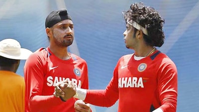 Harbhajan Singh with Sreesanth.