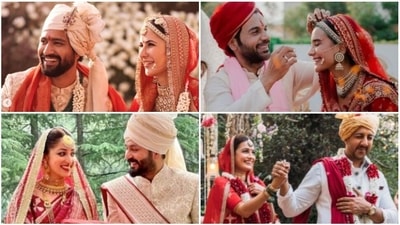 Katrina Kaif and Vicky Kaushal, Patralekha and Rajkummar Rao, Yami Gautam and Aditya Dhar, Dia Mirza and Vaibhav Rekhi at their respective weddings. Katrina Kaif and Vicky Kaushal, Patralekha and Rajkummar Rao, Yami Gautam and Aditya Dhar, Dia Mirza and Vaibhav Rekhi at their respective weddings.