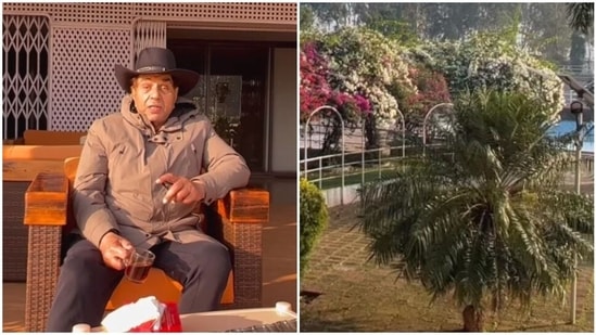 Dharmendra at his Lonavala farmhouse.