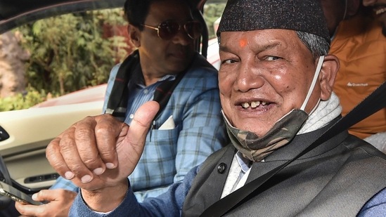 Congress leader and former Uttarakhand CM Harish Rawat after meeting with Rahul Gandhi in New Delhi.(PTI) Congress leader and former Uttarakhand CM Harish Rawat after meeting with Rahul Gandhi in New Delhi.(PTI)