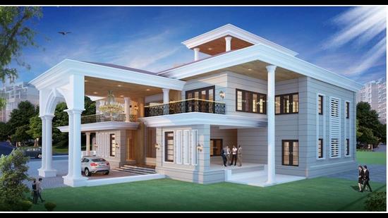 An illustration of the proposed mayor’s bungalow to be developed in Kharghar. Panvel City Municipal Corporation has now decided to develop an official bungalow for its mayor in Kharghar at Rs17Cr. (HT PHOTO)