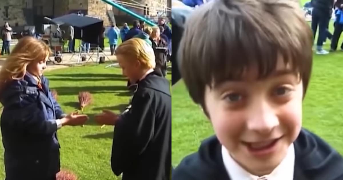 (L) Emma Watson and Tom Felton playing a game with their hands, (R) Daniel Radcliffe informing fans that Emma is ‘competitive’. (L) Emma Watson and Tom Felton playing a game with their hands, (R) Daniel Radcliffe informing fans that Emma is ‘competitive’. 