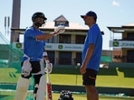 Indian captain Virat Kohli shares a light moment with head coach Rahul Dravid during a practice session ahead of the first test match between India and South Africa, at SuperSport Park, in Centurion on Saturday.(ANI) Indian captain Virat Kohli shares a light moment with head coach Rahul Dravid during a practice session ahead of the first test match between India and South Africa, at SuperSport Park, in Centurion on Saturday.(ANI)