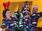Soha Ali Khan, Kunal Kemmu and Inaaya had a blast on Christmas. The adorable family, who spent Christmas at the Pataudi Palace with Soha's mom Sharmila Tagore, did it all – from posing in customised Christmas caps with their names on it to wearing matching pajamas and having a lot of fun. Pictures inside.(Instagram)