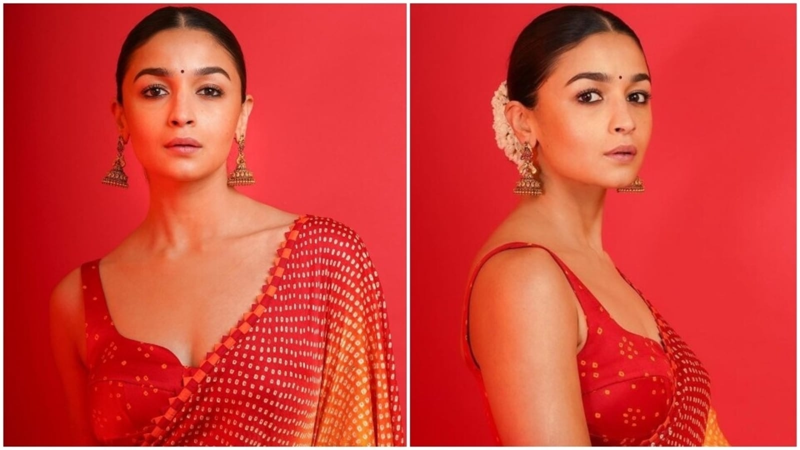 Alia Bhatt Steals Our Hearts in Deep Red Chiffon Saree And Embroidered  Blouse For Rs 95k at Ambani