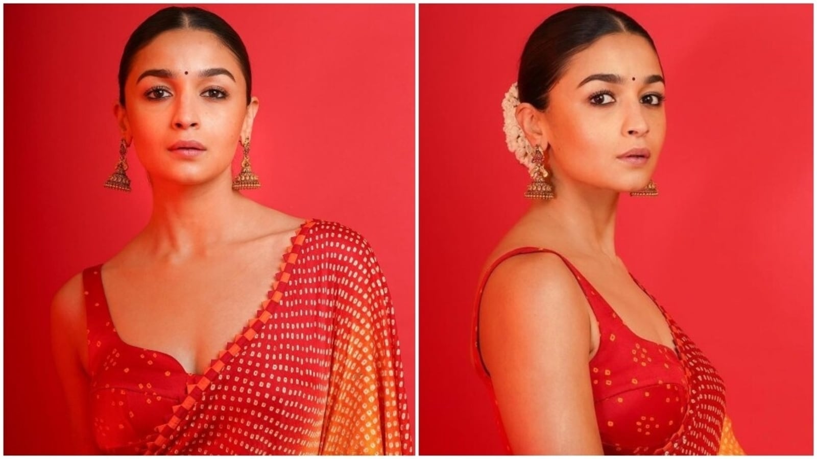 Alia Bhatt is beyond gorgeous in bandhani saree and sleeveless blouse