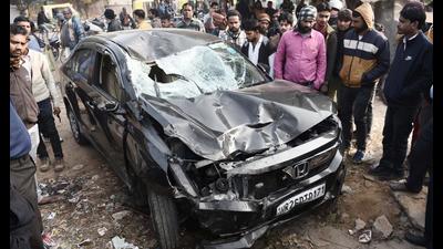 The driver of the car was arrested. (Vipin Kumar/HT PHOTO) The driver of the car was arrested. (Vipin Kumar/HT PHOTO)