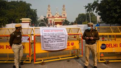 The fresh infections on Friday came at a test positivity rate of 0.43%, the highest since June 9. In picture - A notice outside the Sacred Heart Cathedral in Delhi notifying its closure due to Covid. (HT Photo) The fresh infections on Friday came at a test positivity rate of 0.43%, the highest since June 9. In picture - A notice outside the Sacred Heart Cathedral in Delhi notifying its closure due to Covid. (HT Photo)