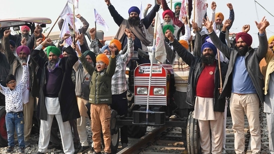 A recent farmers' protest demanding compensations and jobs for the families of those who died during protests against the laws, in Amritsar.&nbsp;(AFP)